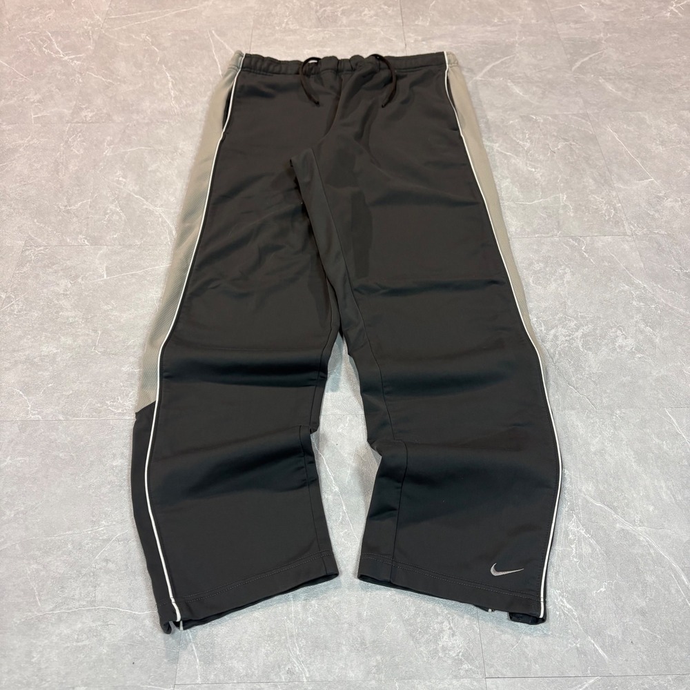 Nike Mens Track Pants Black Grey Piping Zip Ankle Athletic Training Size Large